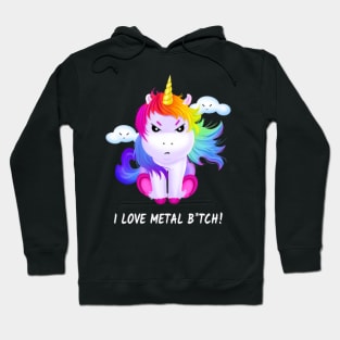 Unicorn I Love Metal Gift Heavy Metal Festival Fun Hoodie